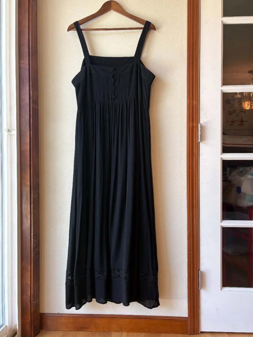 Natural Life 100% Cotton Spring Summer Midi Dress Lace Empire Waist Casual Sz L - Picture 5 of 11